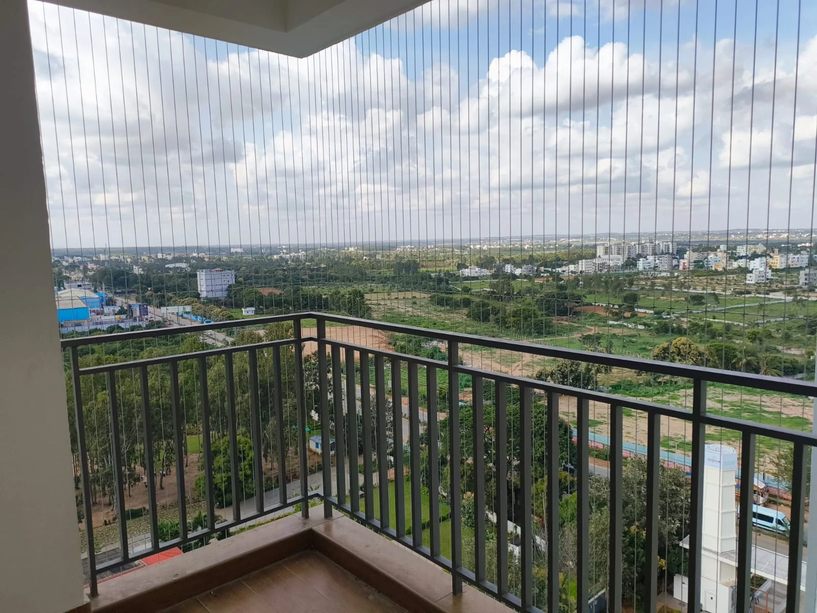 Close view of an invisible grill installation — Marker Enterprises home safety installations in Chennai